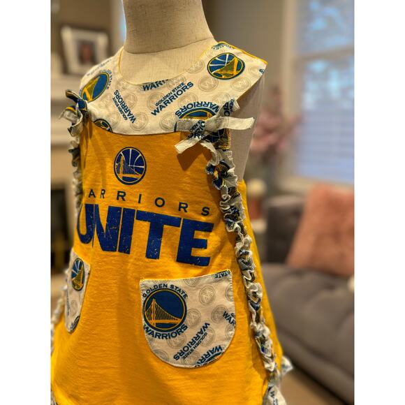 NEW Warriors Wrap Dress Warriors Basketball Upcycled Toddler Dress 4T Girls - Picture 2 of 5